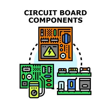 Electronic circuit board components and electrical engineering Stock Illustration