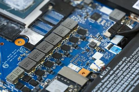 Electronic Circuit Board with Components and Connectors 스톡 사진
