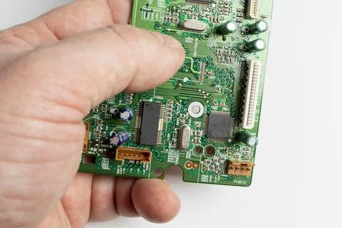 Electronic circuit board computer device close up Stock Photos