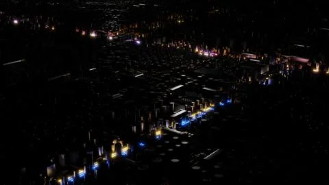 Electronic circuit board, computer hardware, motherboard - 3D Illustration Stock Illustration