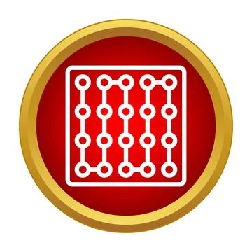 Electronic circuit board connectivity icon on red button Stock Illustration