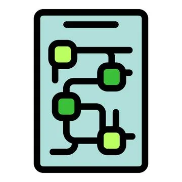 Electronic circuit board displaying interconnected components on tablet scree Stockillustratie