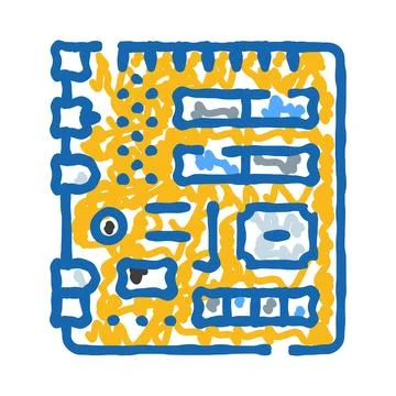 Electronic circuit board doodle connecting components Stock-Illustration
