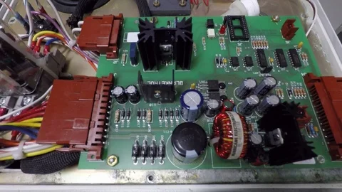 Electronic circuit board with exposed internal components Stock Footage 91996722