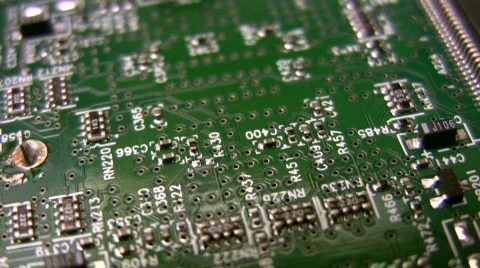 Electronic circuit board fly-over close 2 Stock Footage 538416