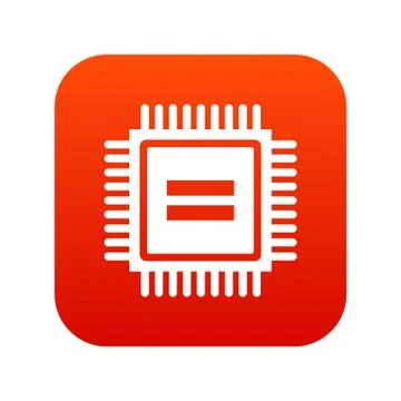 Electronic circuit board icon digital red Stock Illustration