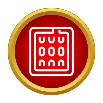 Electronic circuit board icon on red gold circle Stock Illustration