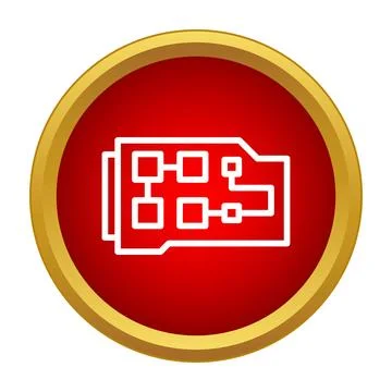 Electronic circuit board icon representing technology and data flow Stock Illustration