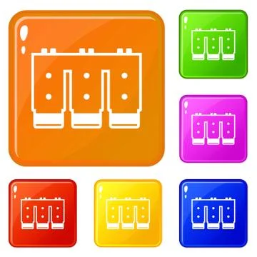 Electronic circuit board icons set color Stockillustratie