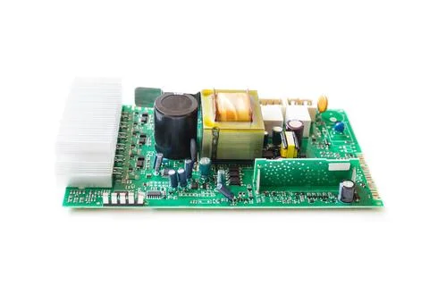 Electronic circuit board isolated in white background. Stock Photos