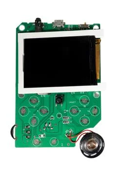 Electronic circuit board with LCD screen microcontroller audio output compo.. Stock Photos