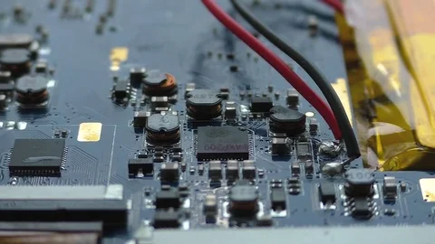 Electronic circuit Board macro. laptop is inside Stock Footage 82702726