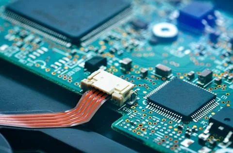 Electronic circuit board. Mainboard of computer. Computer integrated circui.. Stock Photos