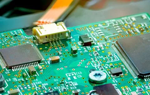 Electronic circuit board. Mainboard of computer. Computer integrated circui.. Stock Photos