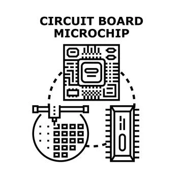 Electronic circuit board microchip and semiconductor wafer concept Stock Illustration