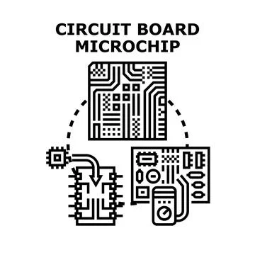Electronic circuit board microchip engineering illustration concept Ilustración de archivo