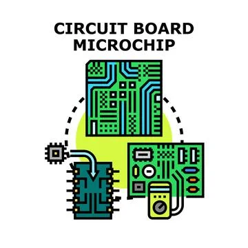 Electronic circuit board microchip engineering illustration concept Stock Illustration