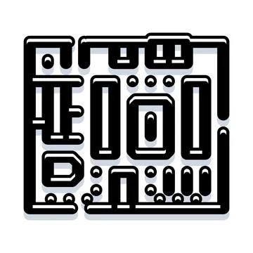Electronic circuit board microchip technology icon Ilustração Stock