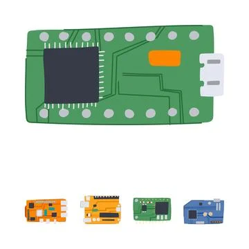 Electronic circuit board microcontrollers hardware components engineering c.. Stock-Illustration