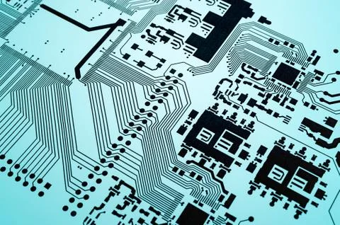 Electronic circuit board printed design project Stock Photos