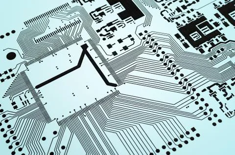 Electronic circuit board printed design project Stock Photos