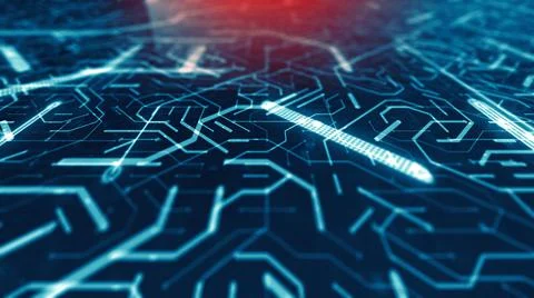 Electronic circuit board processing computer data close up  Stock Illustration
