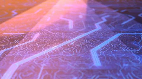 Electronic Circuit board processing data for super computer network  Stock Illustration