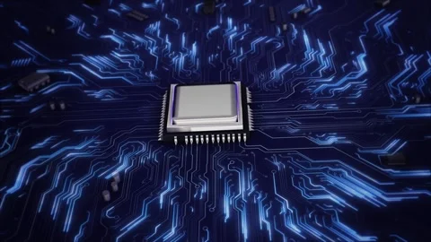 Electronic Circuit Board Processor Background. High computer Hi-tech digital Stock Footage 293050385