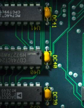 Electronic circuit board with processor macro photo Stock Photos
