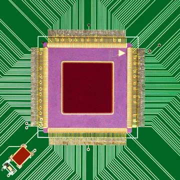 Electronic circuit board with processor Stock Photos
