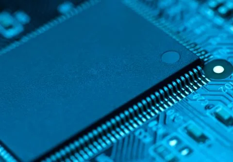 Electronic circuit board with processor Stock Photos