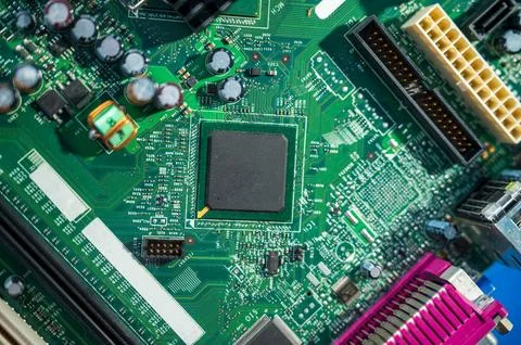 The electronic circuit board with the processor Stock Photos