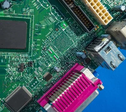 The electronic circuit board with the processor Stock Photos