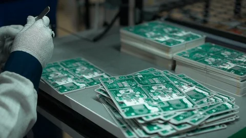 Electronic circuit board production.Electronics contract manufacturing Stock Footage 91552300