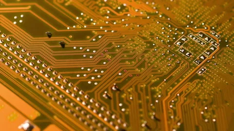 Electronic Circuit board in rotation. Macro detail of printed electronic board. Stock Footage 209235672