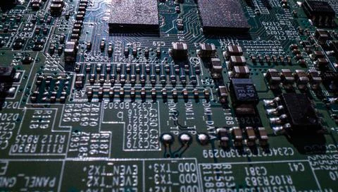 Electronic circuit board technology background. Electronic plate pattern Stock Photos