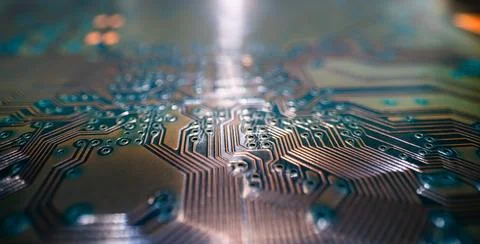 Electronic circuit board technology background. Electronic plate pattern Stock Photos