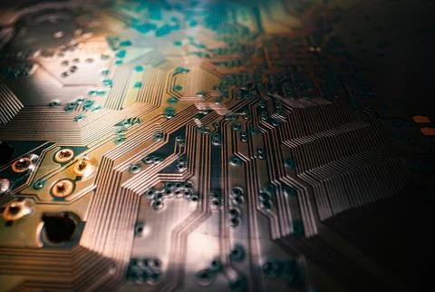 Electronic circuit board technology background. Electronic plate pattern Stock Photos