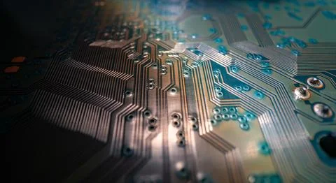 Electronic circuit board technology background. Electronic plate pattern Stock Photos