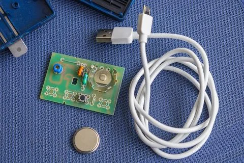 Electronic Circuit Board With USB Cable Stock Photos