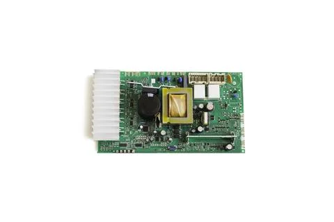 Electronic circuit board of washing machine isolated in clipping path. Stock Photos