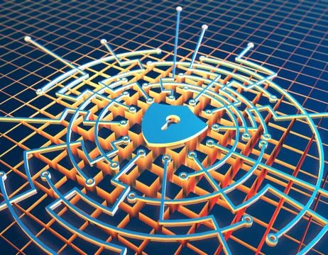 Electronic circuit boards and shields, data protection and security Stock Illustration