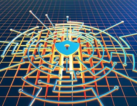 Electronic circuit boards and shields, data protection and security Stock Illustration