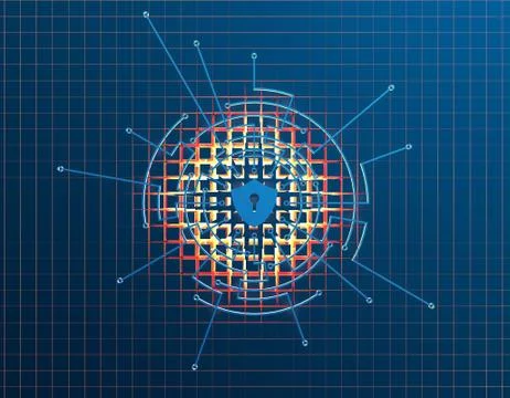 Electronic circuit boards and shields, data protection and security Stock Illustration