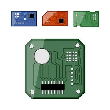 Electronic circuit boards creating digital technology networks イラスト素材