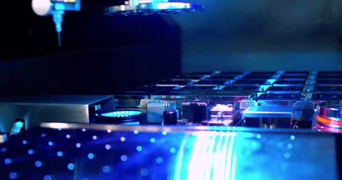 Electronic circuit boards production and installation of SMD components. Stock Footage 332852932