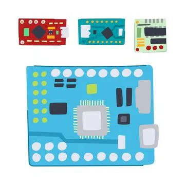 Electronic circuit boards for small embedded systems development Stock Illustration