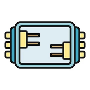 Electronic circuit chip connecting adapter line art illustration Illustrazione stock