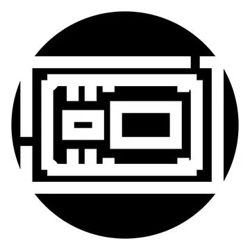 Electronic circuit chip microchip technology hardware icon Stock Illustration