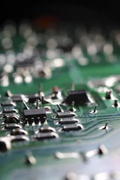Electronic circuit closeup. LED light circuit board with capacitors and ele.. Stock Photos